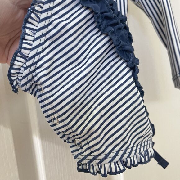RuffleButts Navy Blue Striped One Piece Rash Guard Swimsuit Size 18-24 Months - Picture 15 of 15